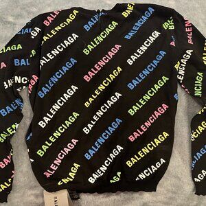Balenciaga Multicolor Allover Logo Sweater - XS - NWT